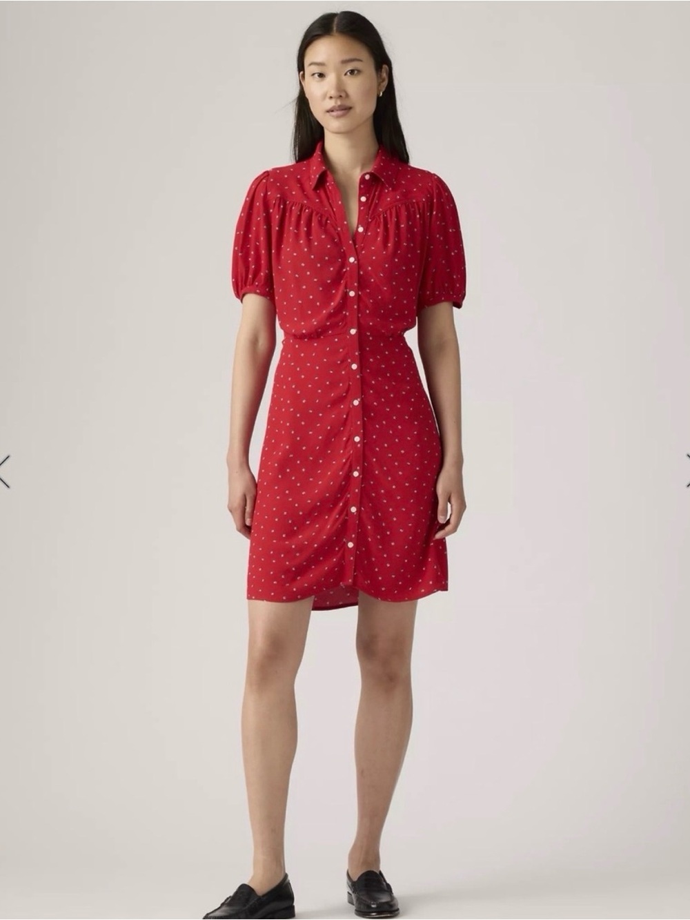 Levi's Red Polka Dot Button-Front Mini Dress